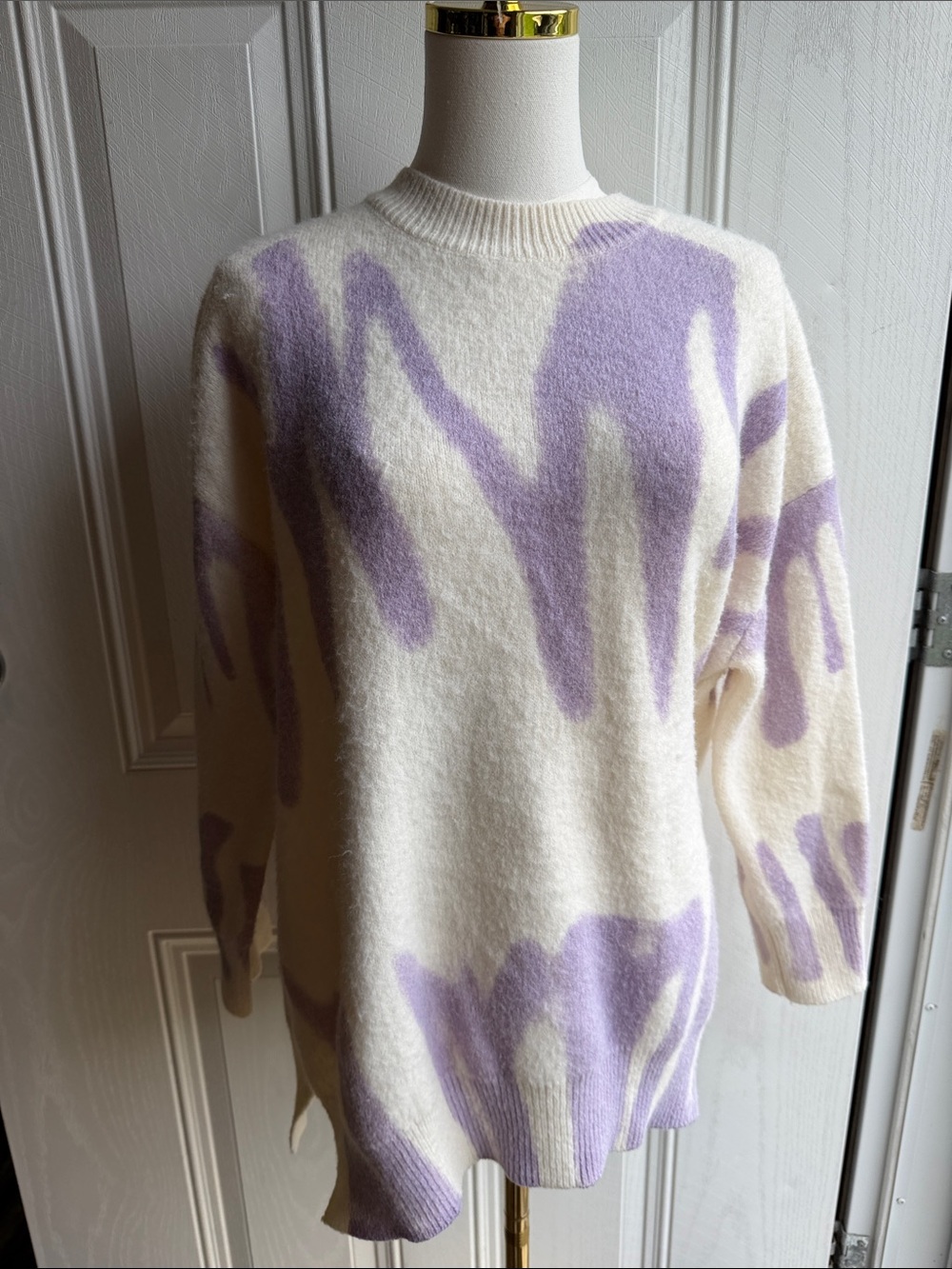 Altar’d State Retro Abstract Crewneck Boho Oversized Sweater Dress XS